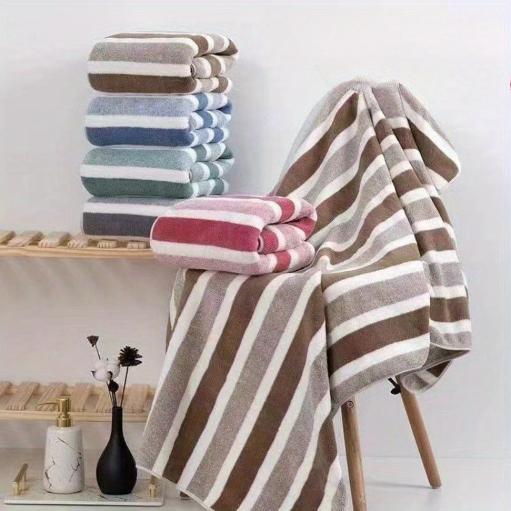 Bath Hand Towels, Towel Set 8 Piece Two-Color Striped Mix with 2 Bath, 2 Face and 4 Hand Towels in Four Colors
