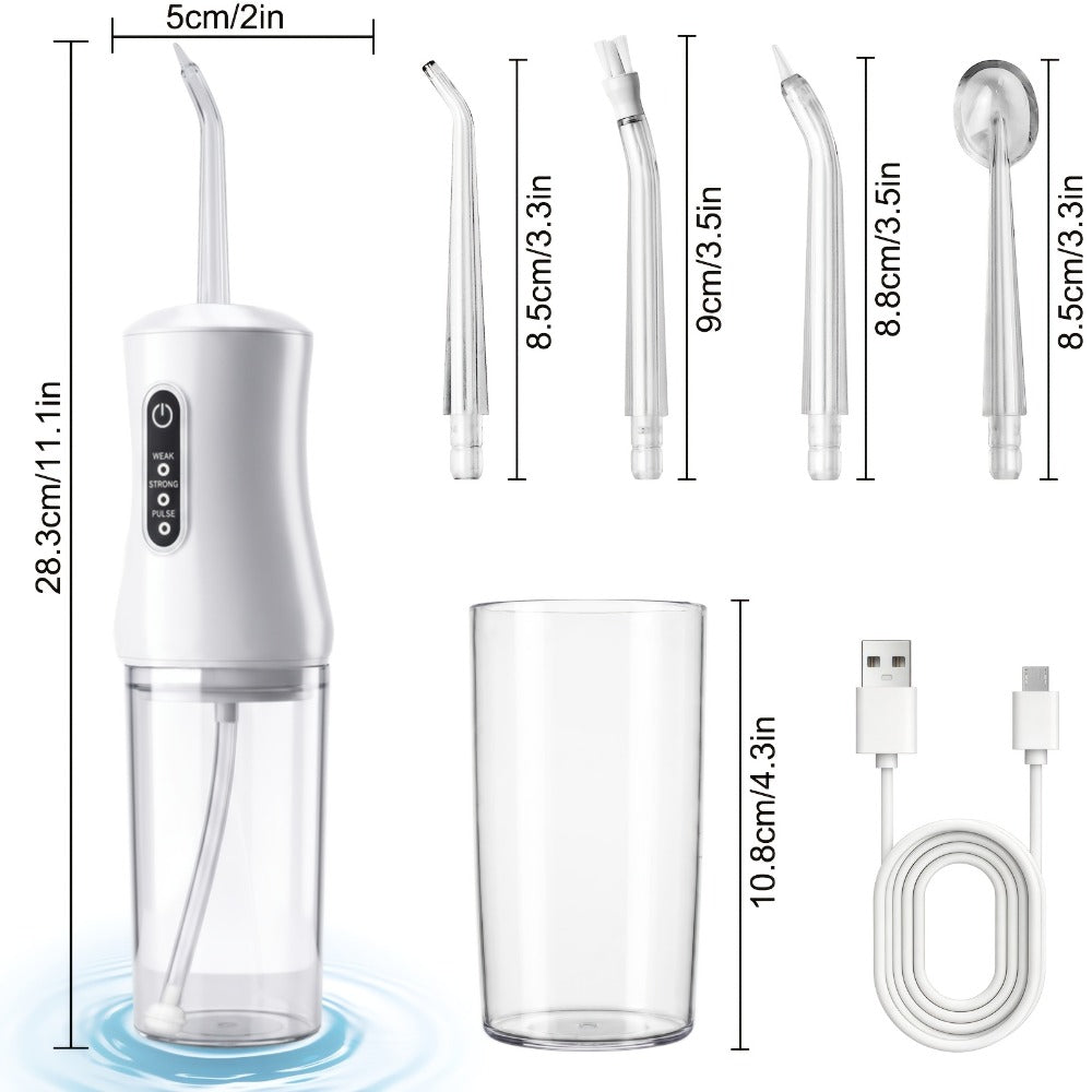 Adjustable Pressure Water Flosser with Interchangeable Nozzles – USB Rechargeable Smart Electric Oral Irrigator for Deep Teeth & Gum