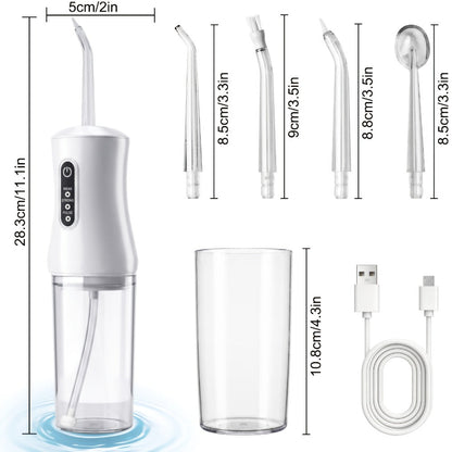 Adjustable Pressure Water Flosser with Interchangeable Nozzles – USB Rechargeable Smart Electric Oral Irrigator for Deep Teeth & Gum
