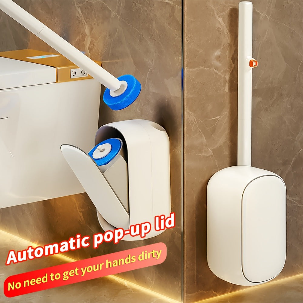 Disposable Toilet Brush & Holder Set with 6 Refill Wands, Wall Mounted, Pre-Loaded Scrubbing Solution