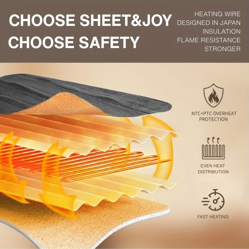 Electric Blanket with Temperature Control and Timer, Extra Large Flannel Heated Blanket, 8 Levels Auto-Off