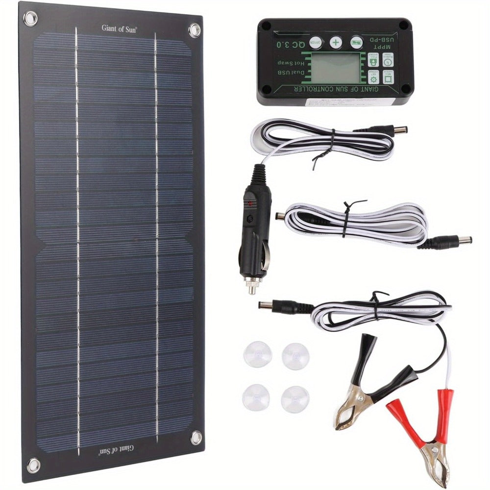 Monocrystalline Solar Panel Kit with 100A Controller – Off-Grid Charger for RV, Boat, Truck & Camping | Includes Cables