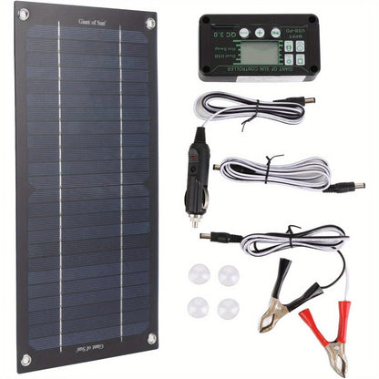 Monocrystalline Solar Panel Kit with 100A Controller – Off-Grid Charger for RV, Boat, Truck & Camping | Includes Cables