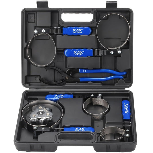 Oil Filter Wrench Set 7 Pcs – Swivel Oil Filter Removal Tool 2-3/8" to 5-1/4" (60-133mm), 12" Adjustable Pliers with 1/2" to 3/8" Adapter