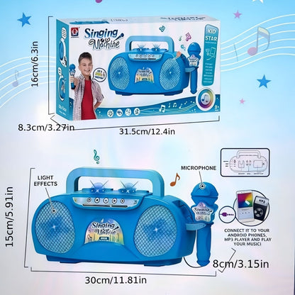 Kids Light-Up Singing Machine Toy with Microphone, All-in-One Music Toy for Boys & Girls Ages 3-7
