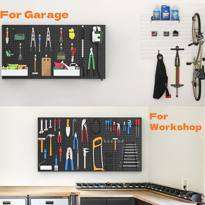Pegboard Wall Organizer with Metal Hooks - Garage Tool Storage Board for Workshop Warehouse for Entryways, Bedrooms and Living Spaces