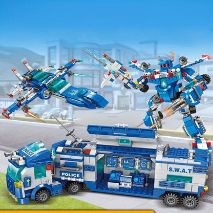 City Police Building Blocks Set 700 Pieces, Patrol Car Truck with Action Figures, Brick Toy for Boys Role Play STEM