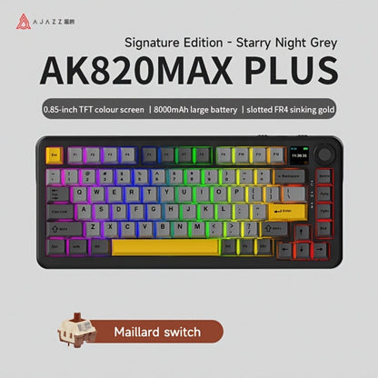 Hot Swap Gasket Mechanical Keyboard AJAZZ AK820 75%, Wireless 2.4GHz & Wired, Volume Knob, South-Facing RGB