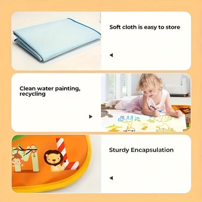 Water Canvas Drawing Mat for Kids Reusable Mess-Free – Magical Paint with Water Art Toy 80x60cm Ocean Animal Designs Screen-Free Creative