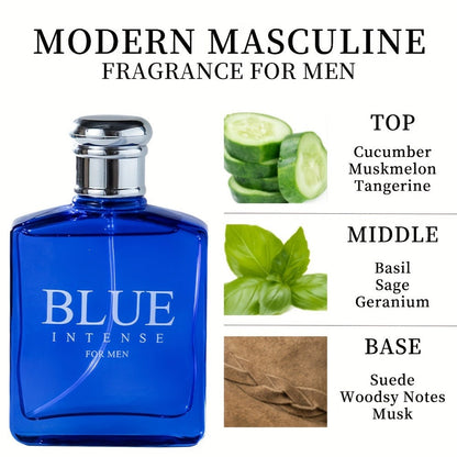 Men's Eau de Toilette Spray 3.4oz 100ml - Fresh Fruity Cologne with Cucumber Melon Orange EDT for Men Dates Daily Use Parties Gift