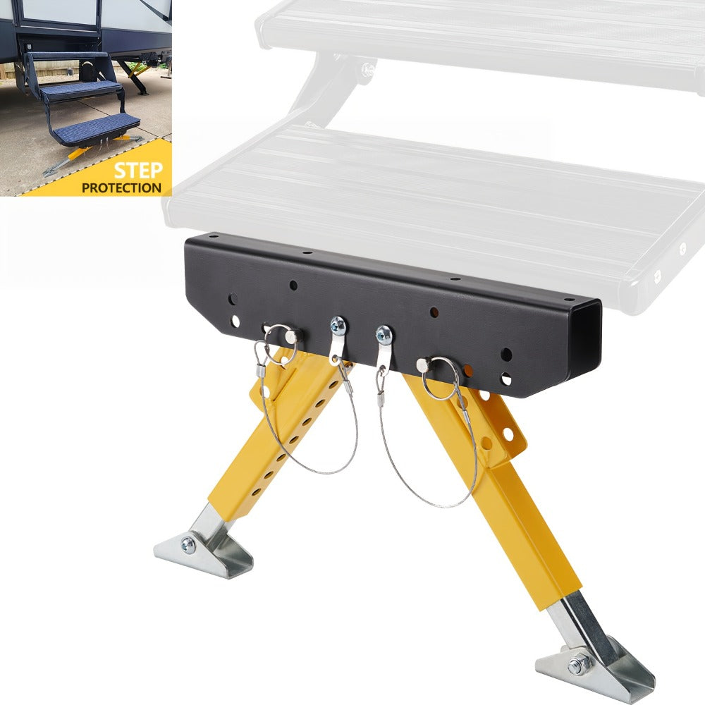 RV Step Stabilizer Kit – Adjustable Foldable Ladder Support for 5th Wheel, Travel Trailer & Motorhome, Eliminates Bounce