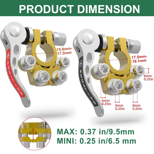 Four-Piece SAE/JIS A-Type Battery Terminal Connector Set with Positive and Negative Quick-Release Clamps