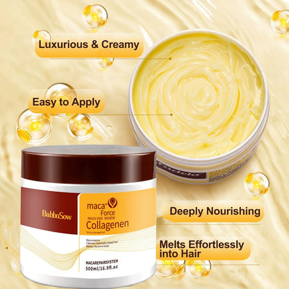 500ml Collagen Hair Mask and Maca Essence Oil Two-Piece Boxed Hair Care Set with Separate Bottles