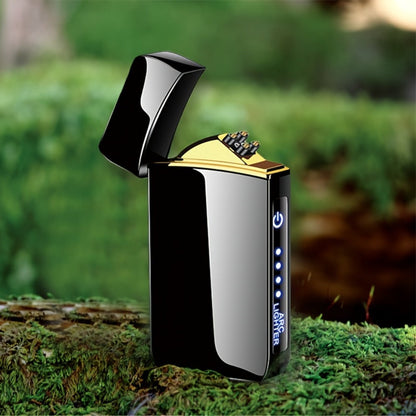 Flip-Top Dual-Arc Electric Lighter with Power Display in 12 Black or Blue Artwork Options Pictured