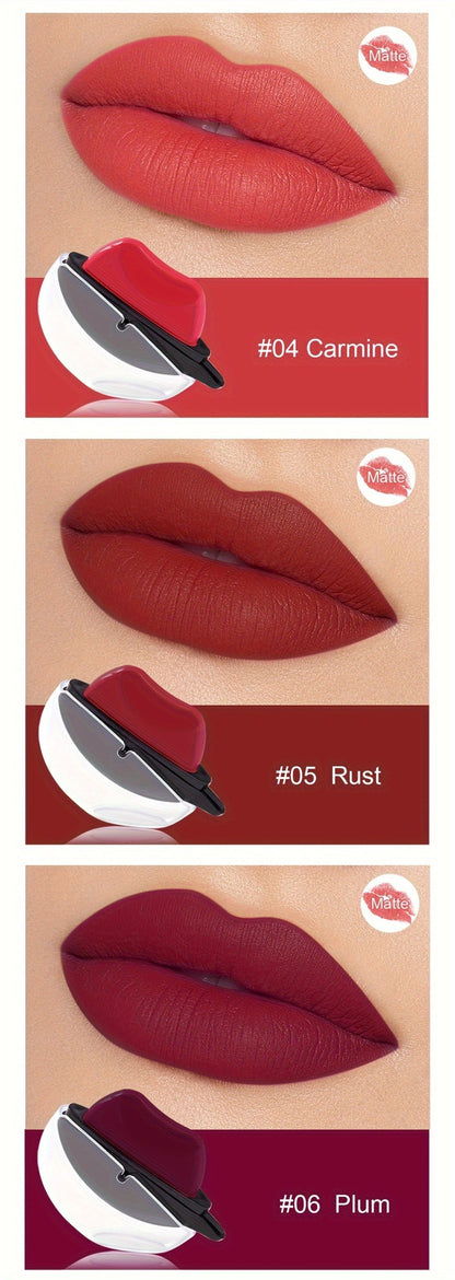 Lipstick Set, Mirsist 6-Piece Lip-Shaped Color Collection with Three Numbered Shade-Group Options