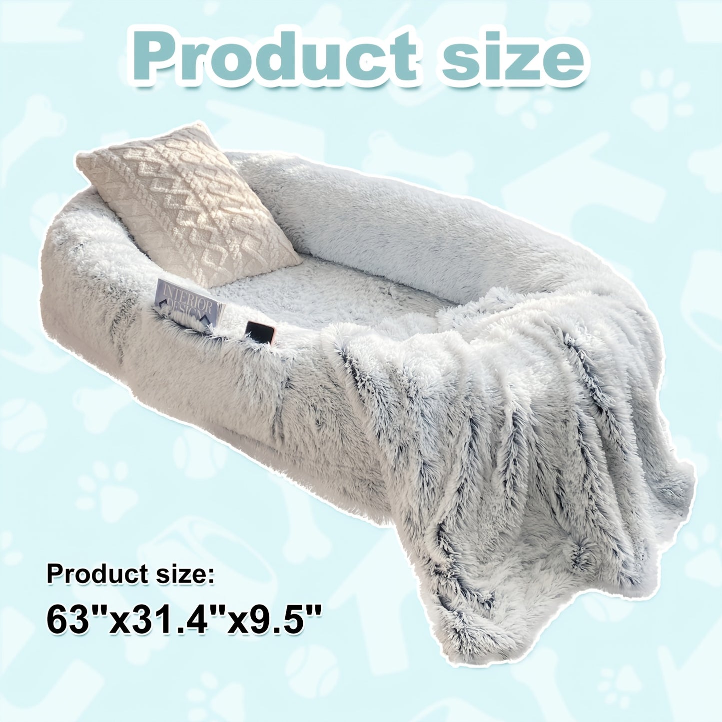 Human Dog Bed Extra Large – 70x44x11 Inch Washable Faux Fur Orthopedic Dog Bed for People & Pets, Non-Slip Giant Dog Bed with Removable