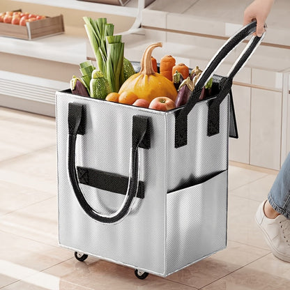 Rolling Grocery Bag with Wheels 60L Extra Large | 16 Gallon Heavy Duty Foldable Shopping Cart Waterproof | Multi-Function Travel Tote