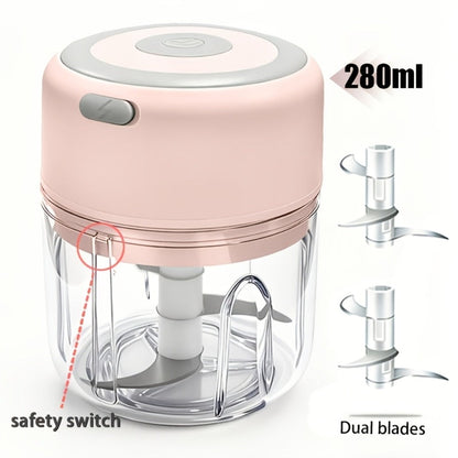 Mini Food Processor USB Rechargeable Electric Chopper 9.47oz, Portable Wireless Meat Grinder & Blender for Garlic