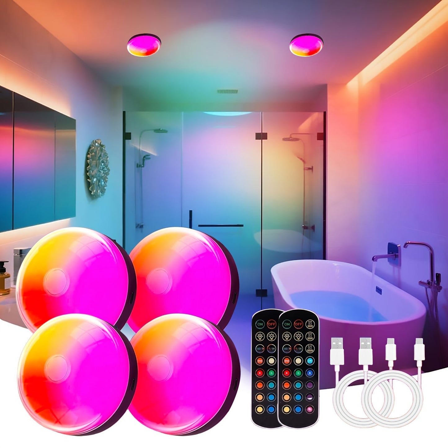 RGBW Wall Sconce Light Rechargeable Magnetic Mount for an Everyday Personal Care Routine, with the Listed Configuration