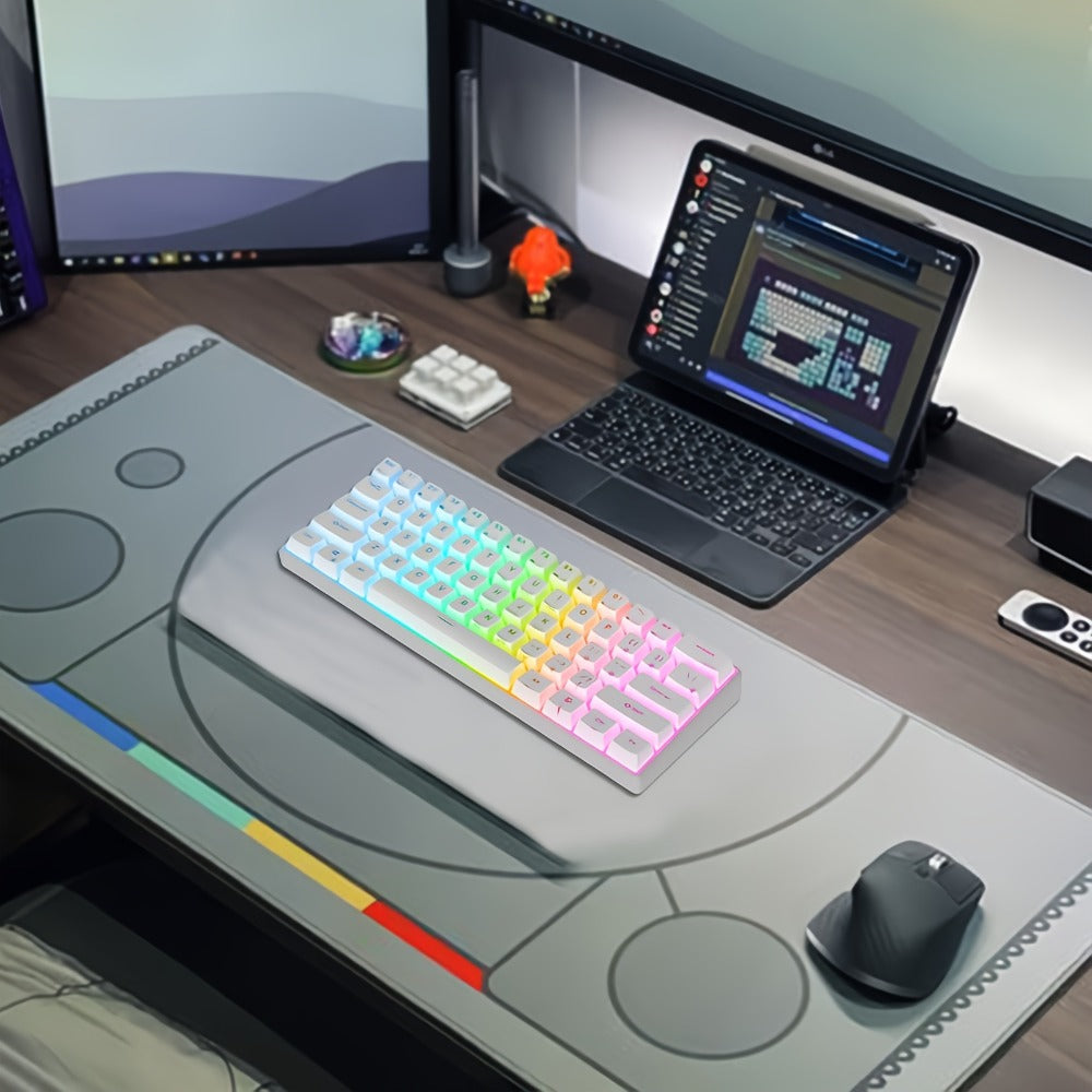 Mechanical Keyboard 61-Key Compact Wired Layout with Blue Switches, RGB Backlighting and Four Color Options