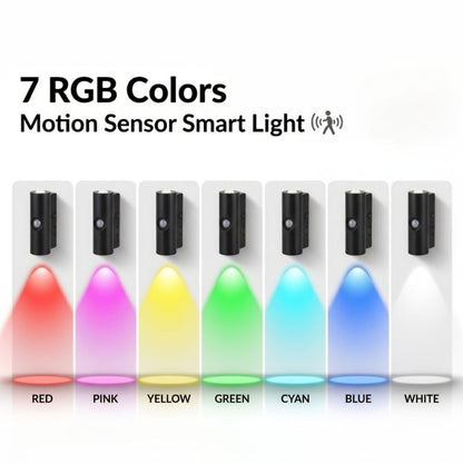 Motion Sensor Wall Lights 4-Pack – Rechargeable Magnetic Dual-Head LED Night Light, RGB & Tri-Color, Wireless for RV, Bedroom, Stairs