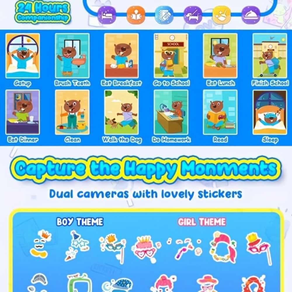 Kids Toy Mobile Phone with Dual Cameras, Touchscreen & MP3 Player, Educational Toy with Games, Alarm Clock & USB Charging