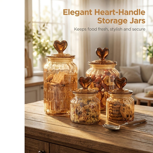 Airtight Glass Food Storage Jars with Clamp Lids 4-Set, 21.98oz & 47.34oz Clear Kitchen Canisters for Sugar