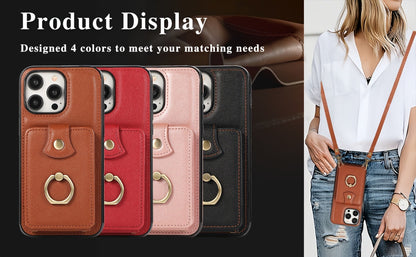 Phone Case Wallet with 2-3 Card Holder and Fold-Out Kickstand for Selected iPhone 12-16 Model Options