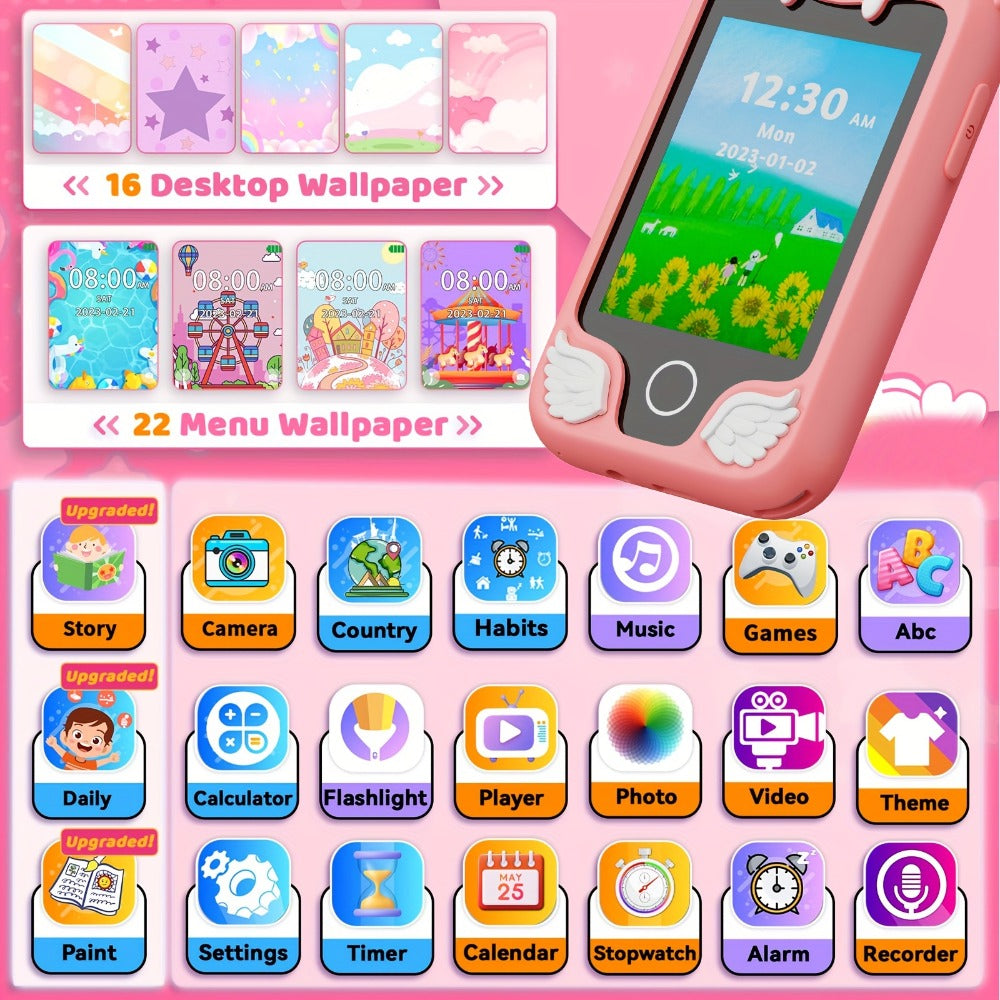 Kids Toy Smart Phone with HD Touchscreen & Dual Camera, 8GB Storage with the Listed Color, Size or Set Options for Everyday Use