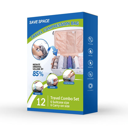 Clear Vacuum Storage Bag Set with Blue Valves and 4-, 8-, 10-, 12-, 20- or 30-Piece Checkout Options