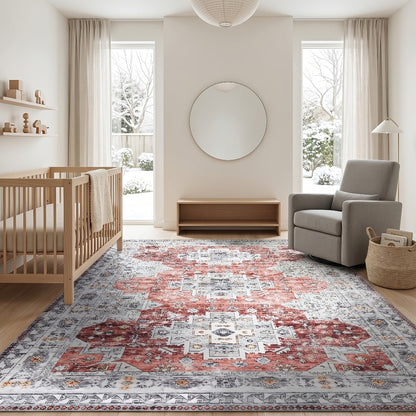 Area Rug 8x10 Floral, Forest and Geometric Print Collection with Six Machine-Washable Options