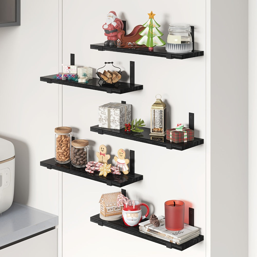 Floating Shelves Set of 5 Wall Mounted 4.7 Inch Tiered Display Shelves Vintage Style Wall Storage Rack for Bedroom, Living Room, Kitchen