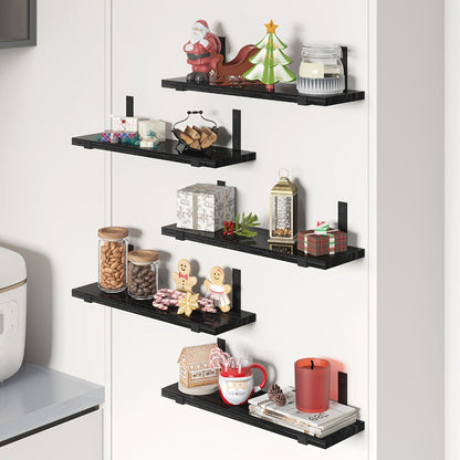 Floating Shelves Set of 5 Wall Mounted 4.7 Inch Tiered Display Shelves Vintage Style Wall Storage Rack for Bedroom, Living Room, Kitchen