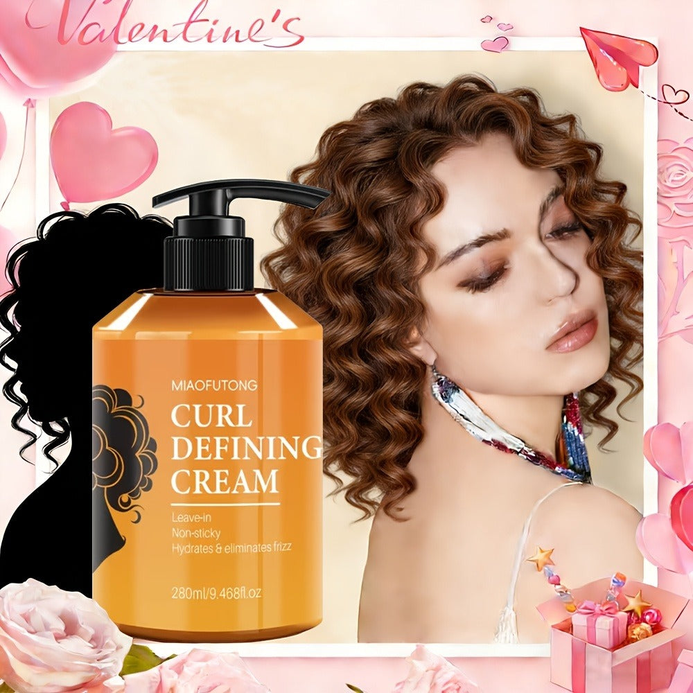 280ml Argan-Oil Curl Defining Cream in Pump Bottle for Leave-In Styling of Wavy, Curly and Coily Hair