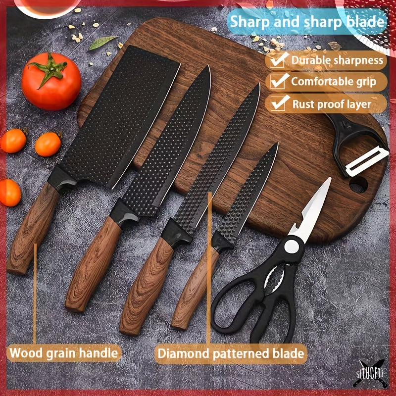 6-Piece Kitchen Knife Set, Chef's Knife, Slicing Knife, Scraper & Scissors, High Carbon Stainless Steel