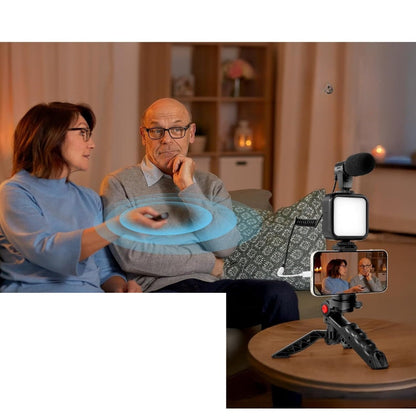 Cardioid Microphone Vlogging Kit for Phone with Mini LED Video Light & Pistol Grip Tripod for an Everyday Personal Care Routine