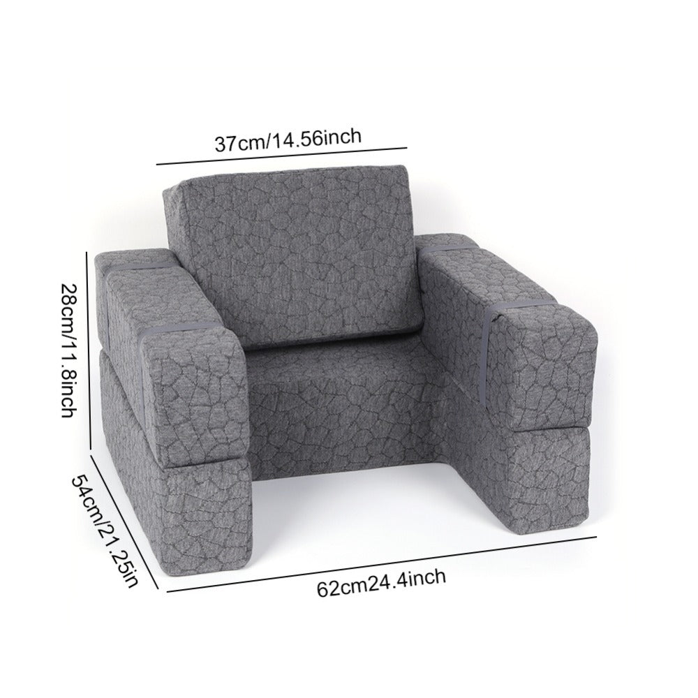 Modular Gray Reading and Gaming Cushion with Armrests, Cup Holders, Side Pockets and Detachable Sections