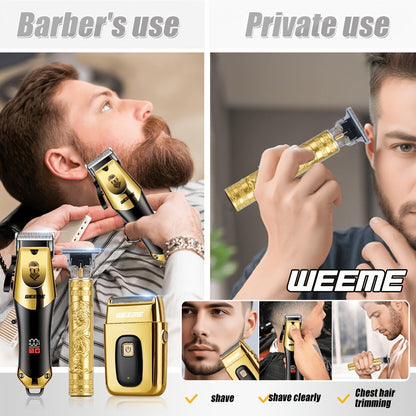 Beard Trimmer Set for Men - USB Rechargeable Hair Clipper & Grooming Kit with Battery Indicator, Comb Attachments