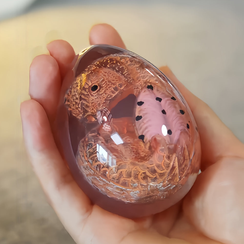 Dragon Egg Statue Crystal Transparent Resin Dinosaur Egg Figurine Handcrafted Collectible for Fantasy Lovers Home Decor Shelf Display