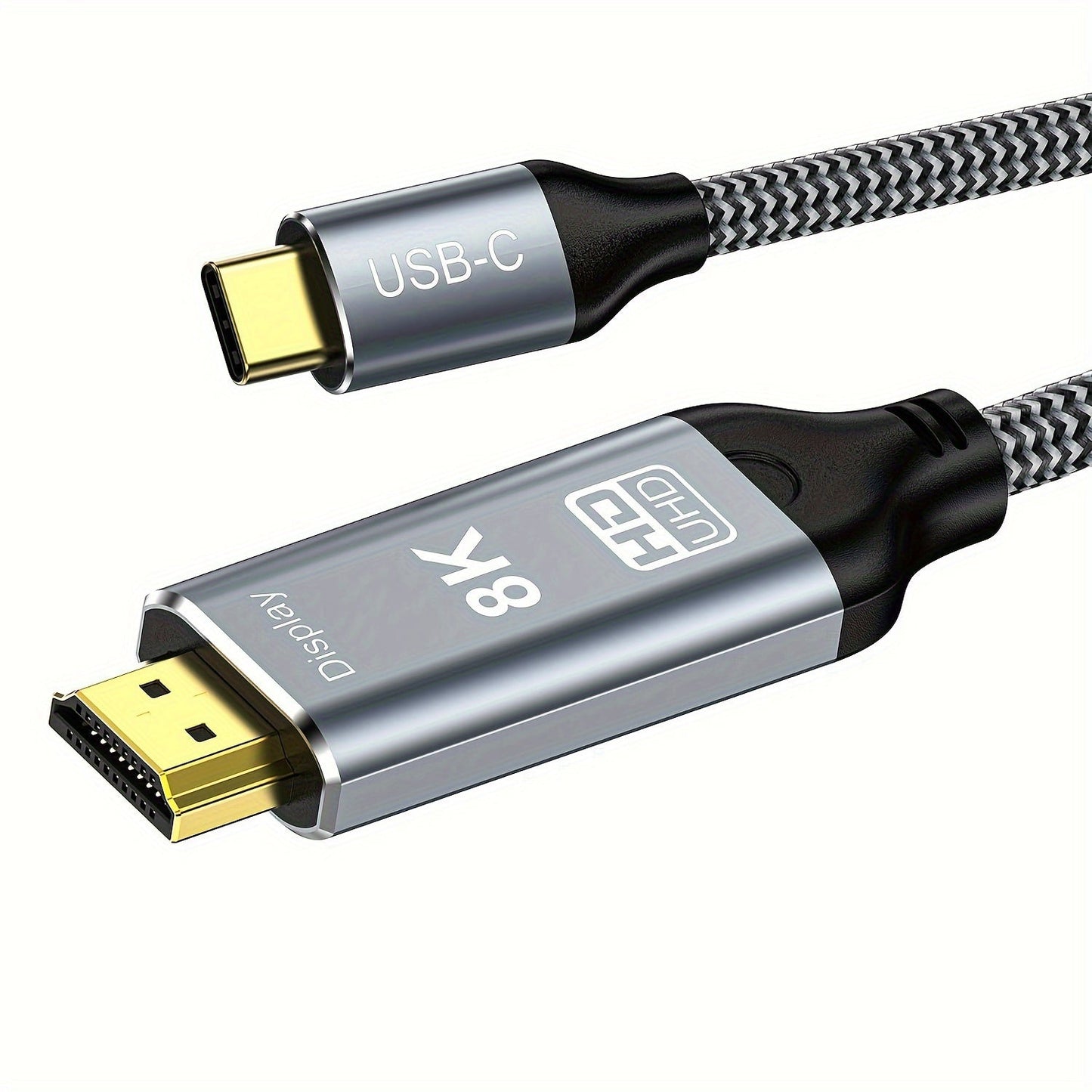 USB-C to HDMI 2.1 Cable 8K@60Hz 4K@144Hz, Aluminum Braided Thunderbolt 4/3 Compatible, 48Gbps HDCP 2.3 HDR