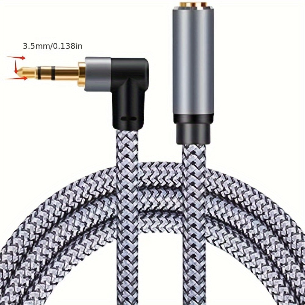 Nylon Braided 3.5mm Male to Female Audio Extension Cable Right-Angle Connectors Lossless Sound for an Everyday Personal Care Routine