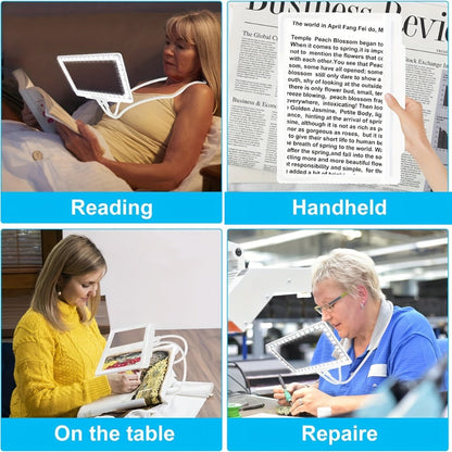 Hands-Free Magnifier with Light, 43 LED Full Page Lighted Magnifier for Reading, Flexible Gooseneck Stand