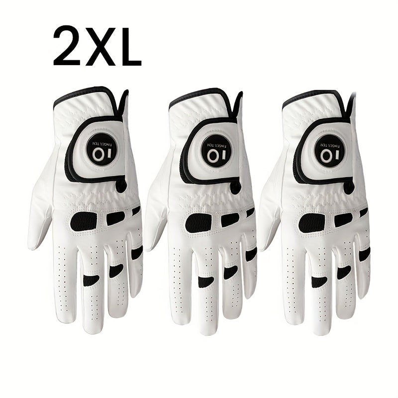 Men's Golf Glove Left Hand 3 Pack with Ball Marker – WeatherSof Soft Grip Cabretta-Style Golf Gloves for Men, Buckle Closure