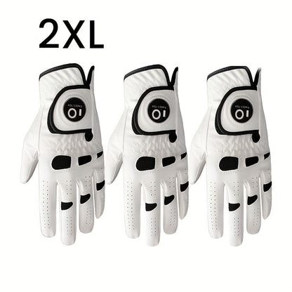 Men's Golf Glove Left Hand 3 Pack with Ball Marker – WeatherSof Soft Grip Cabretta-Style Golf Gloves for Men, Buckle Closure