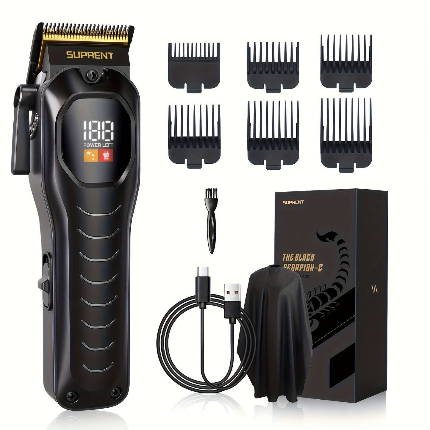 Hair Clippers & Beard Trimmer Set for Men - SUPRENT Professional Cordless Grooming Kit with T-Blade Trimmer
