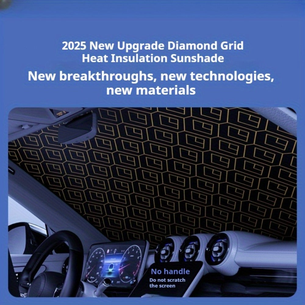 Laser Insulation Windshield Sunshade 5-Layer Thickened Front Window Heat Blocker Diamond Pattern Gold Black Fits All Vehicles Ford F150