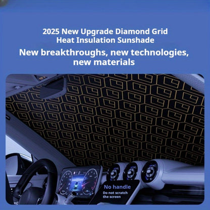 Laser Insulation Windshield Sunshade 5-Layer Thickened Front Window Heat Blocker Diamond Pattern Gold Black Fits All Vehicles Ford F150