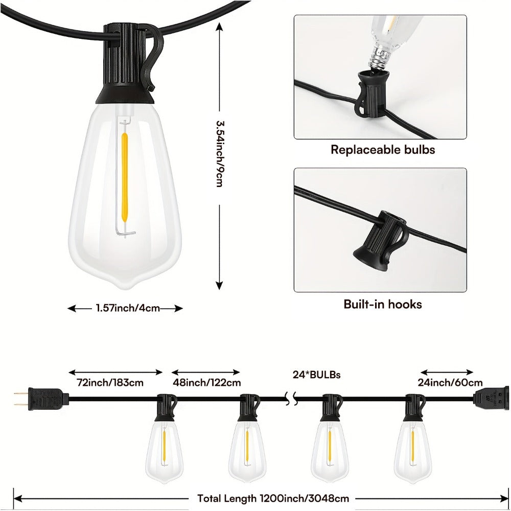 Patio String Lights 100FT ST38 Edison Bulbs Shatterproof for an Everyday Personal Care Routine