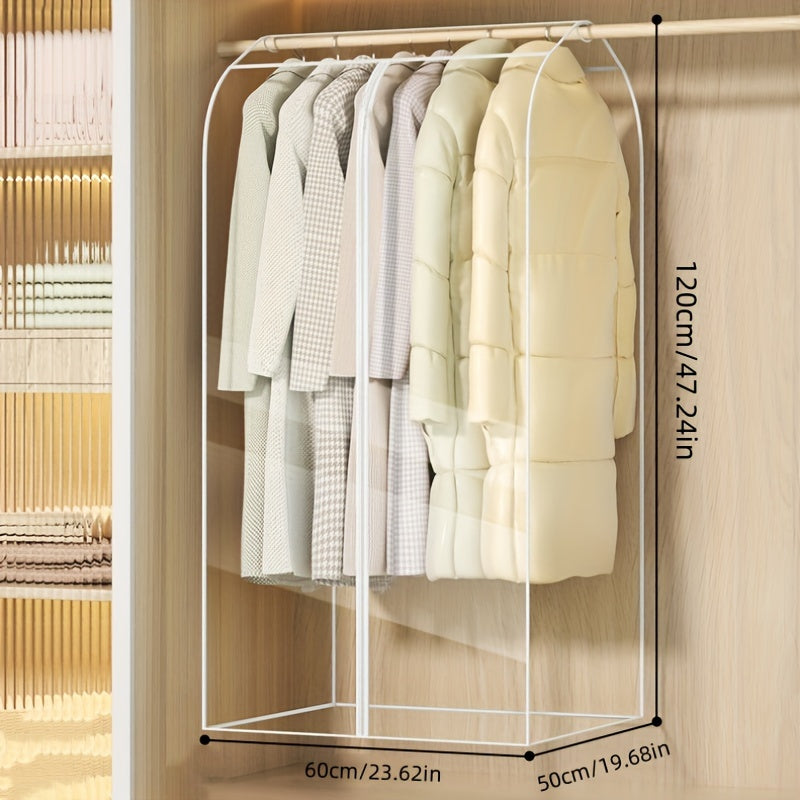 Clear Hanging Garment Bag PVC Zipper Dustproof Closet Organizer for Coats Suits Dresses for Entryways, Bedrooms and Living Spaces
