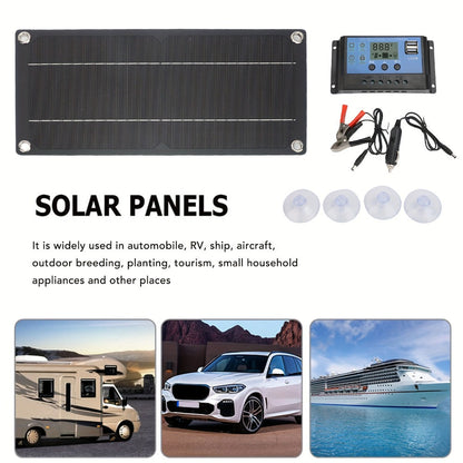 Monocrystalline Solar Panel Kit with 100A Controller – Off-Grid Charger for RV, Boat, Truck & Camping | Includes Cables